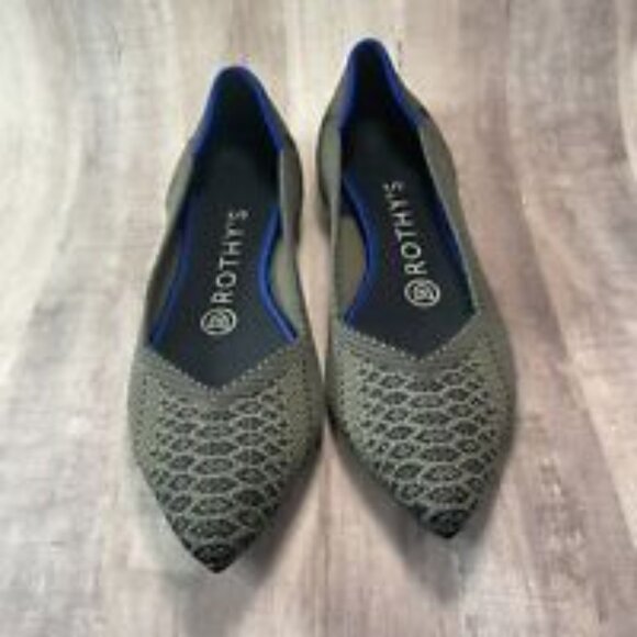 Rothy's Womens Shoes Size 6.5 The Point Flat Python RETIRED Walnut Blue - Picture 2 of 12